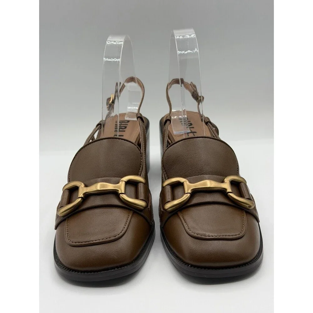 Anthropologie Bibi Lou Slingback Brown Heels Zagreb Loafers Shoes Size 41 New
